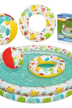 3w1 Basenik dla dzieci 122 x 20 cm + KÓŁKO + PIŁKA Bestway 51124